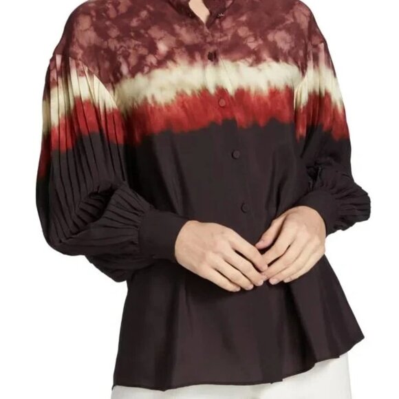 ALTUZARRA Patsy Dip-Dyed Silk Top Size 46 (14) MSRP: $1,195.00